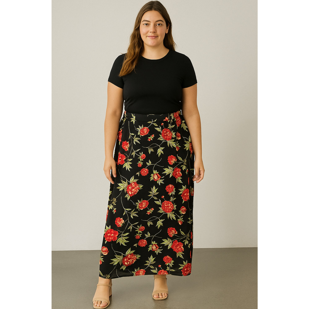 Vintage Y2K long pencil Skirt Romantic dark academia whimsi goth Germany Sz-M